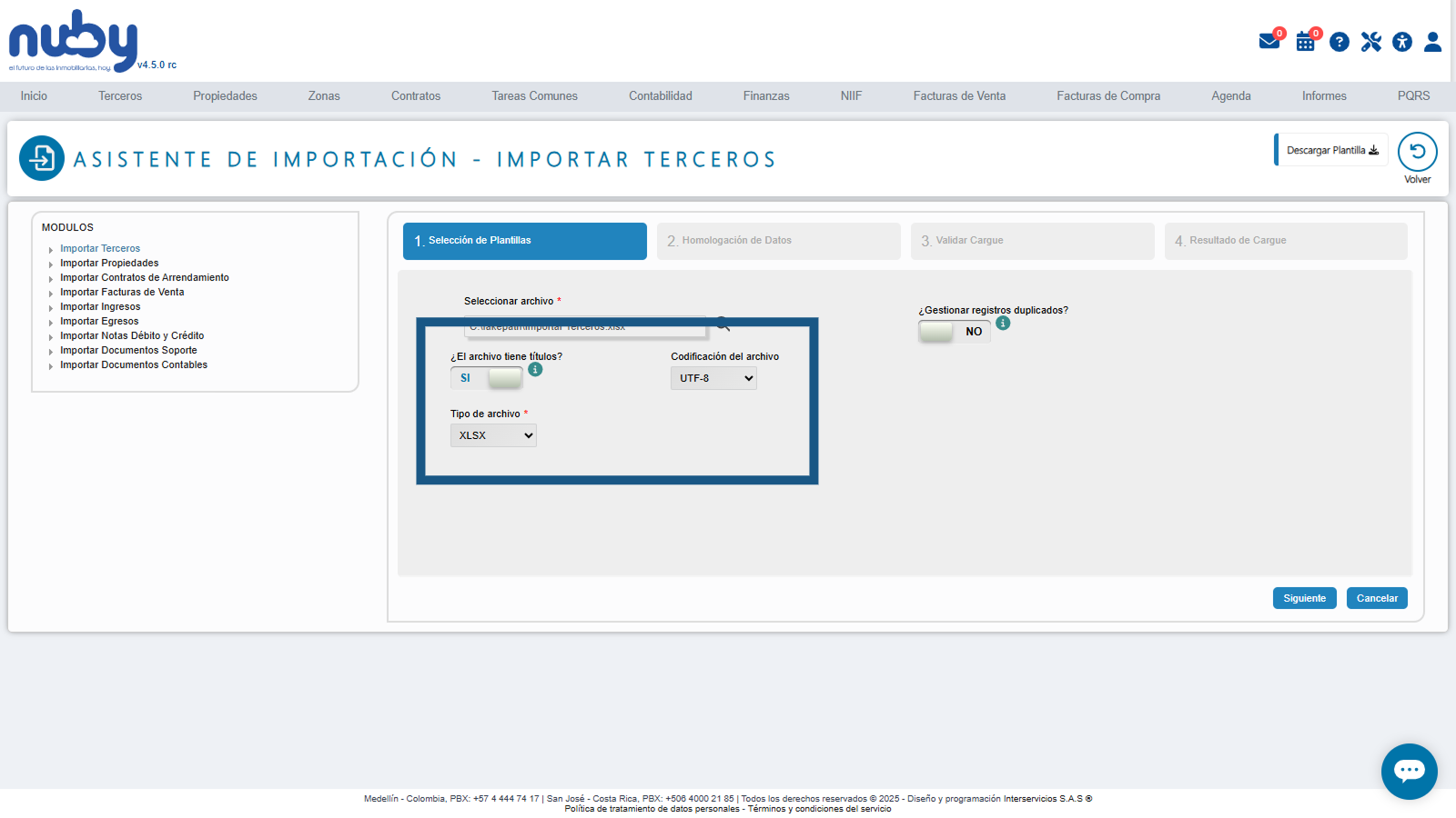 Configurar Opciones del Archivo