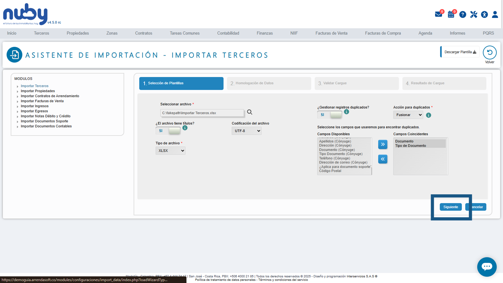 Continuar a la Homologación de Datos