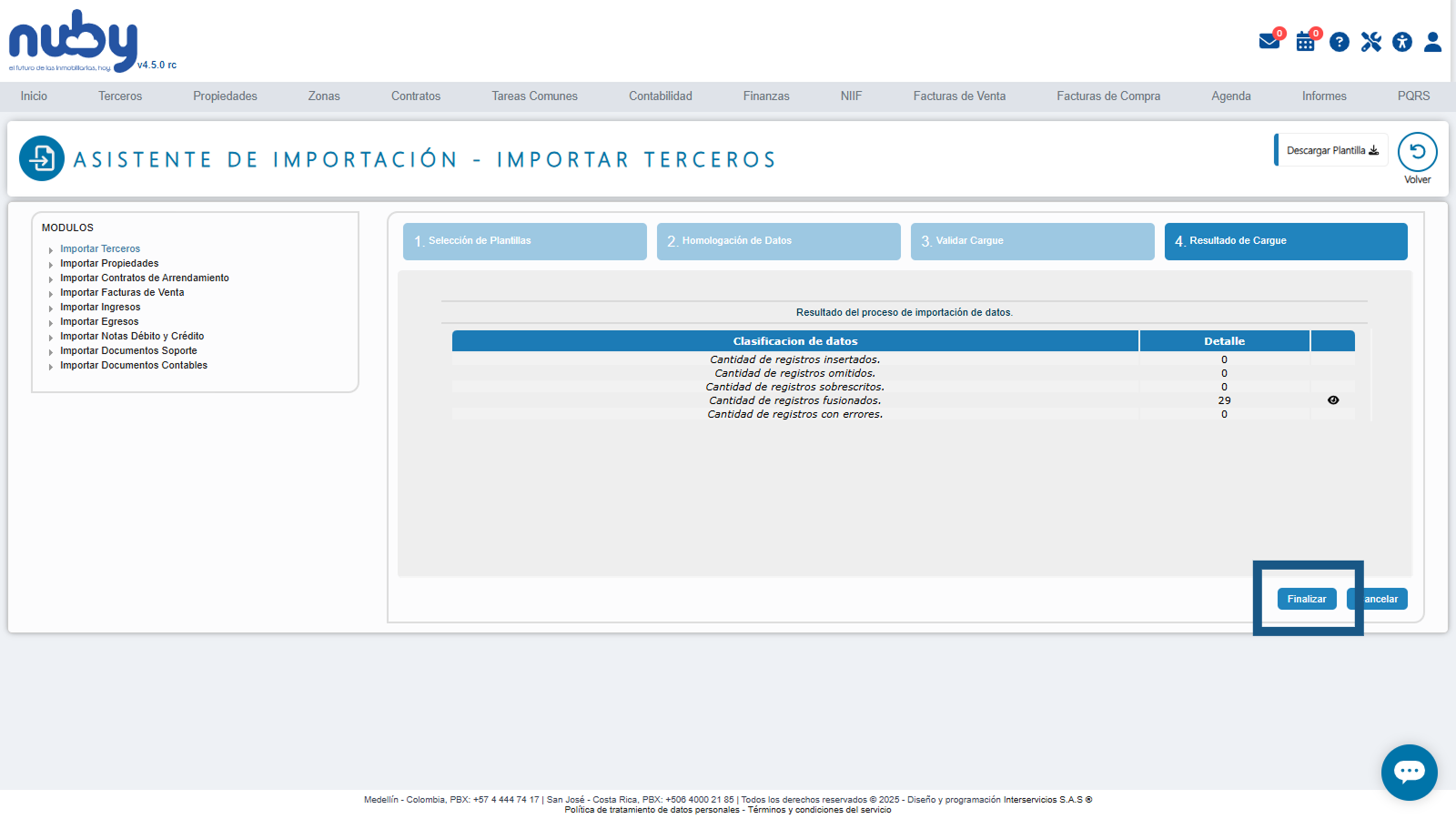 Finalizar el Proceso de Importación