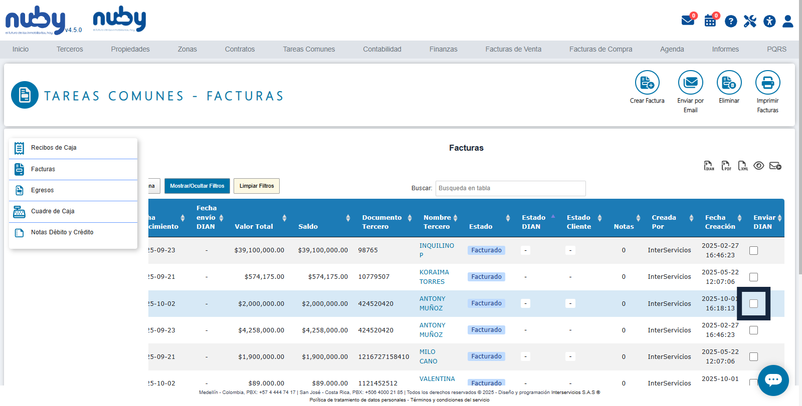 Select the checkbox for invoice 181 to include it