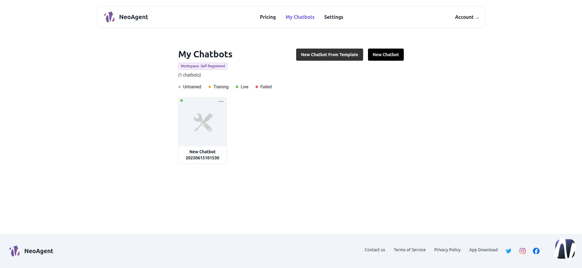 New Chatbot from Template