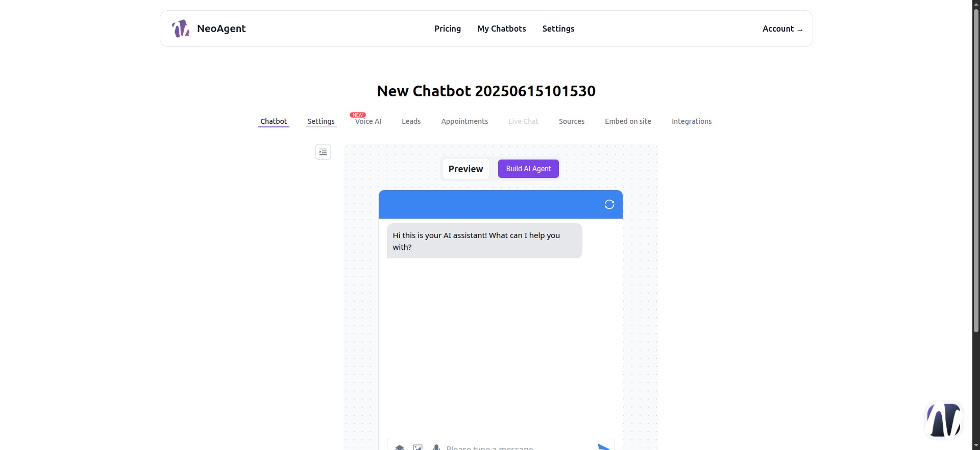 My Chatbot "Settings"