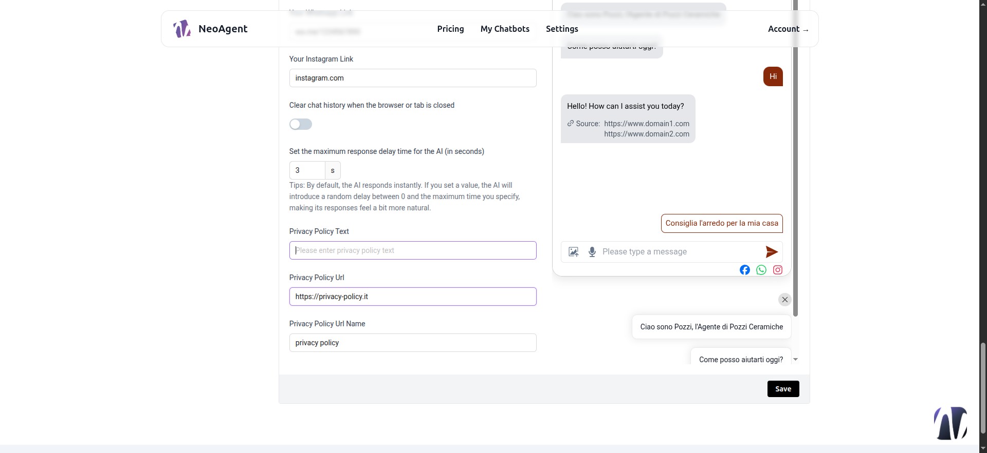 In Privacy Policy Text