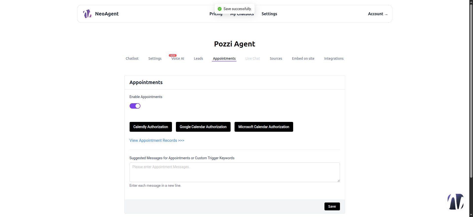 My Chatbot Appointments