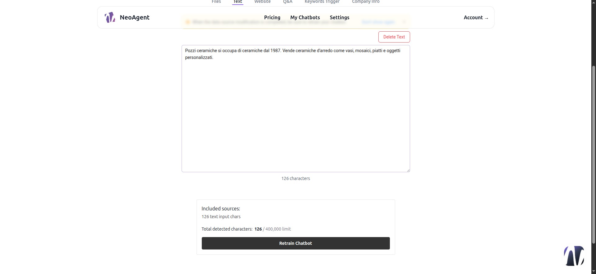 Retrain Chatbot