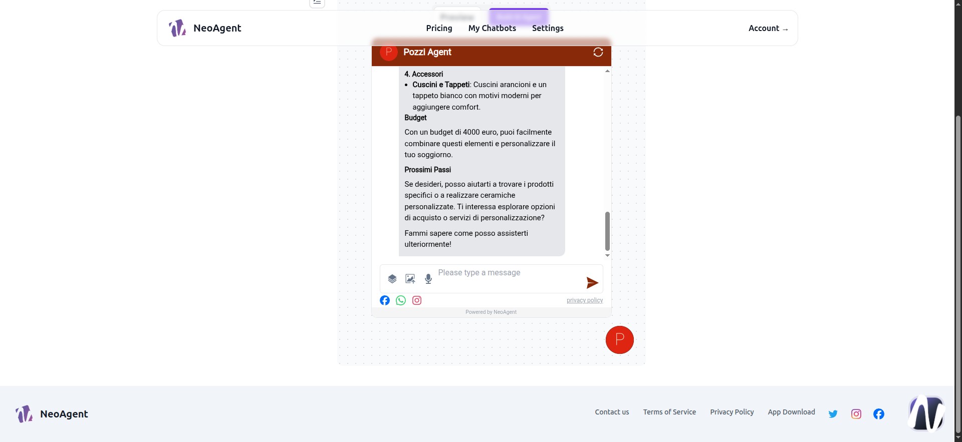 Hai configurato il tuo primo Neoagent!