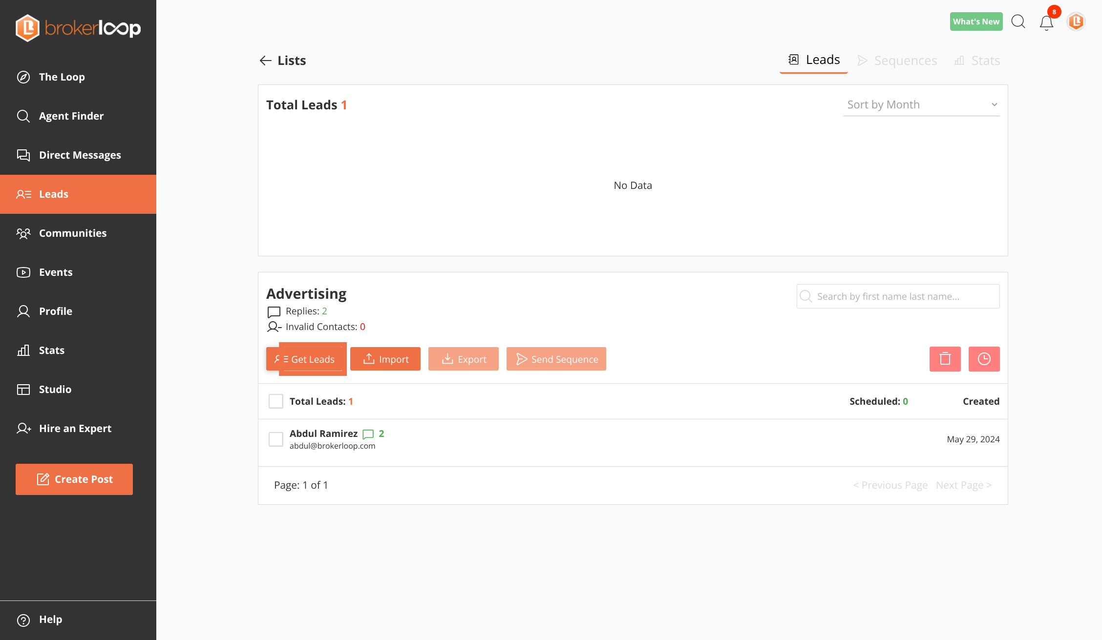 Click Get Leads button