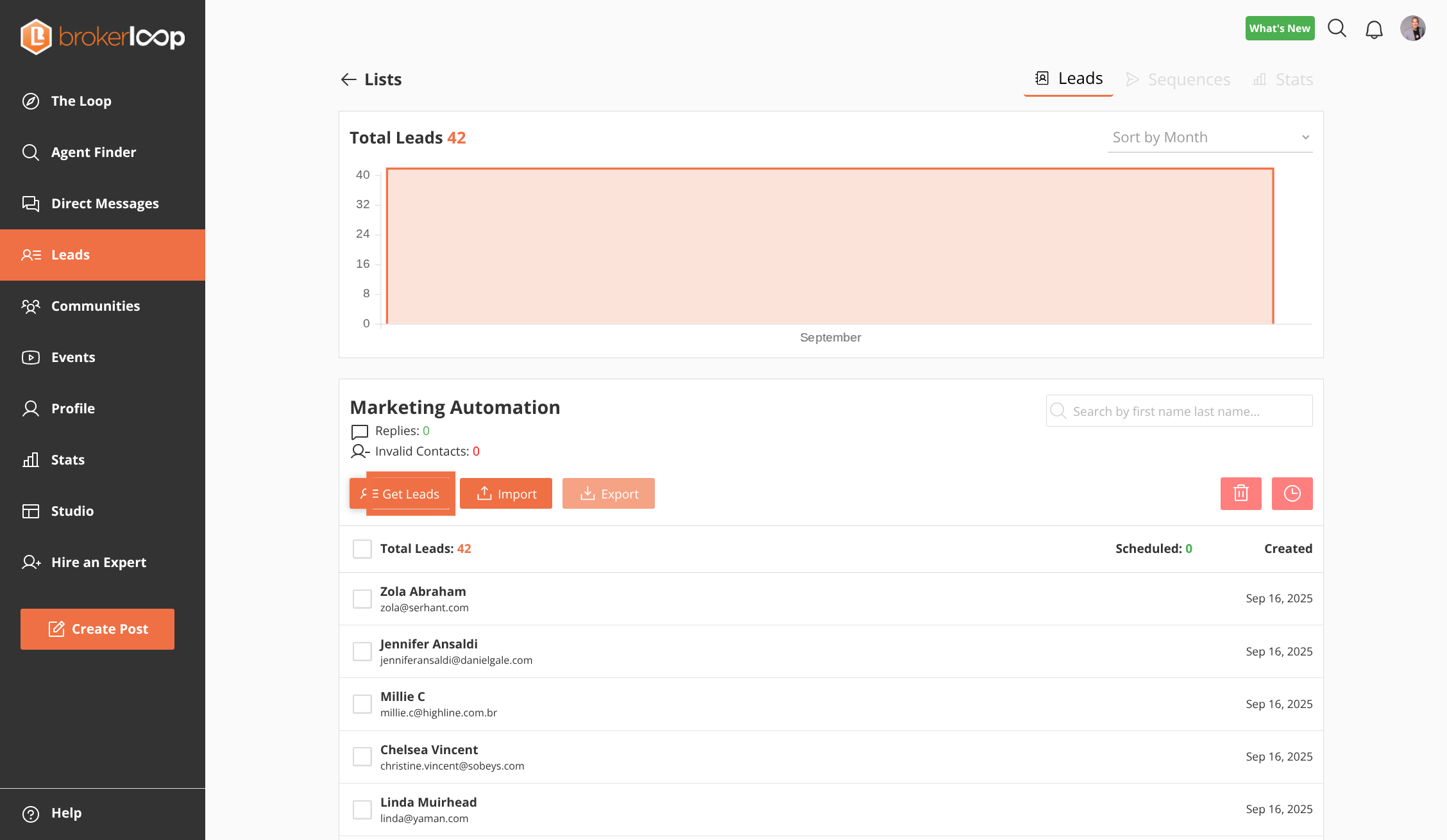 Click Get Leads button