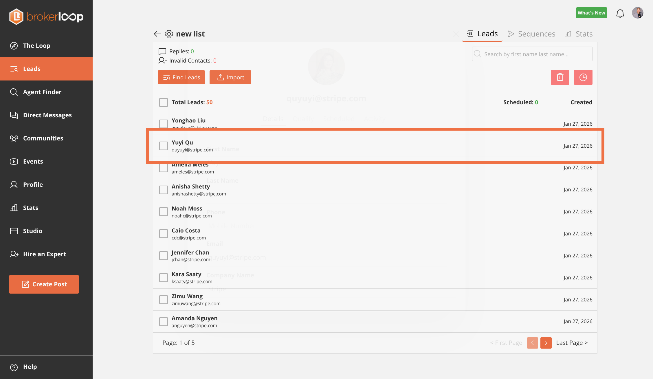 Explore another prospect's details for targeted outreach