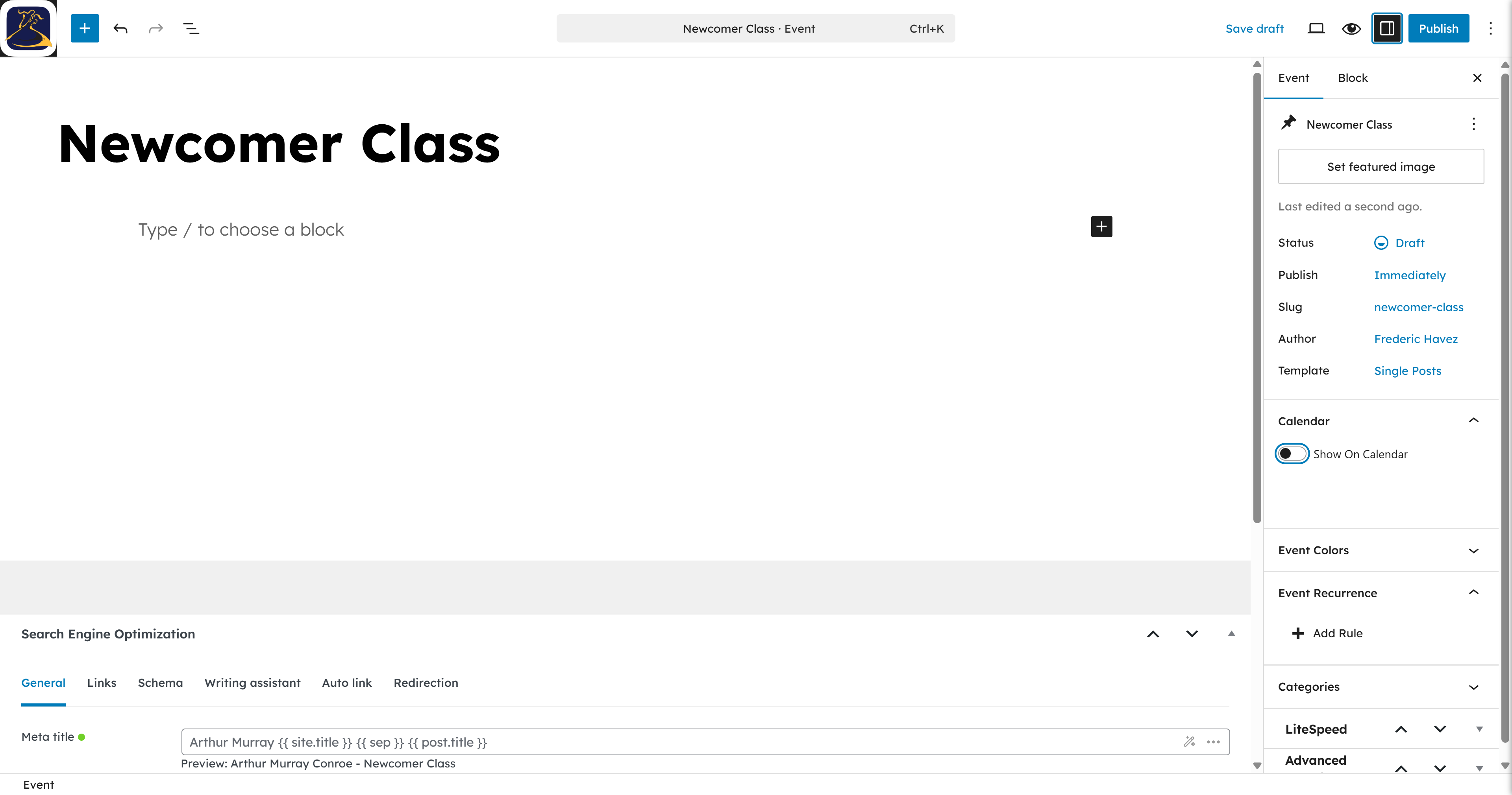 Toggle Show On Calendar to make it visible.
