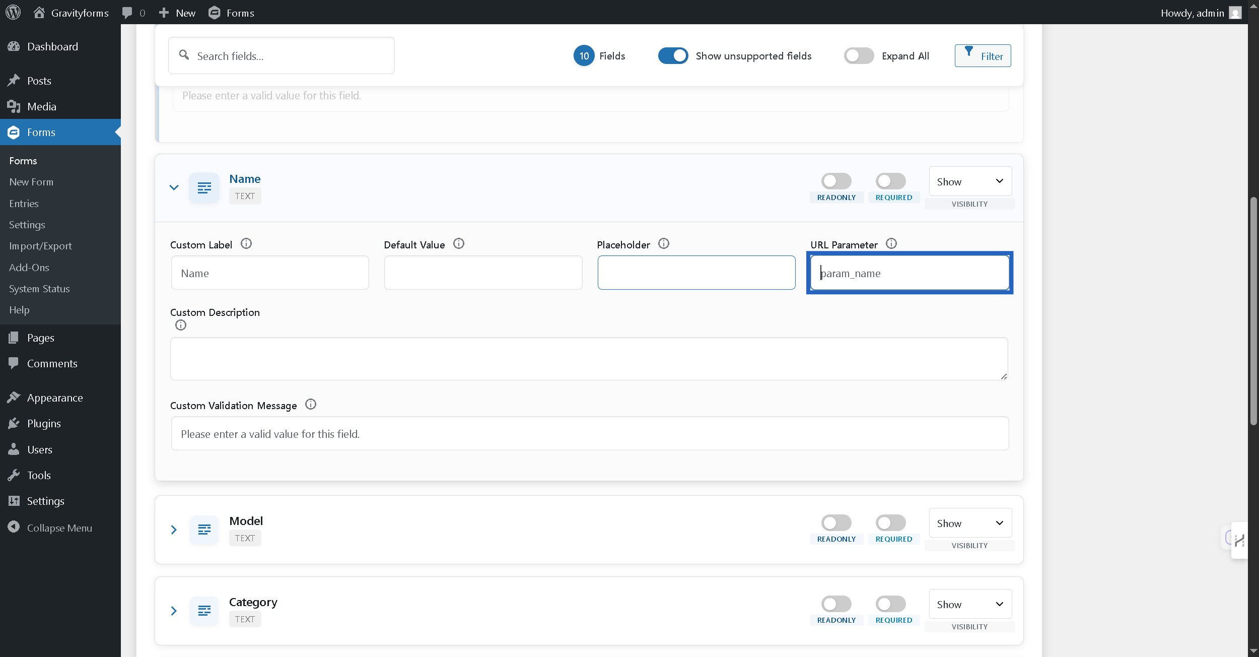 Set URL Parameter to fetch value from the url