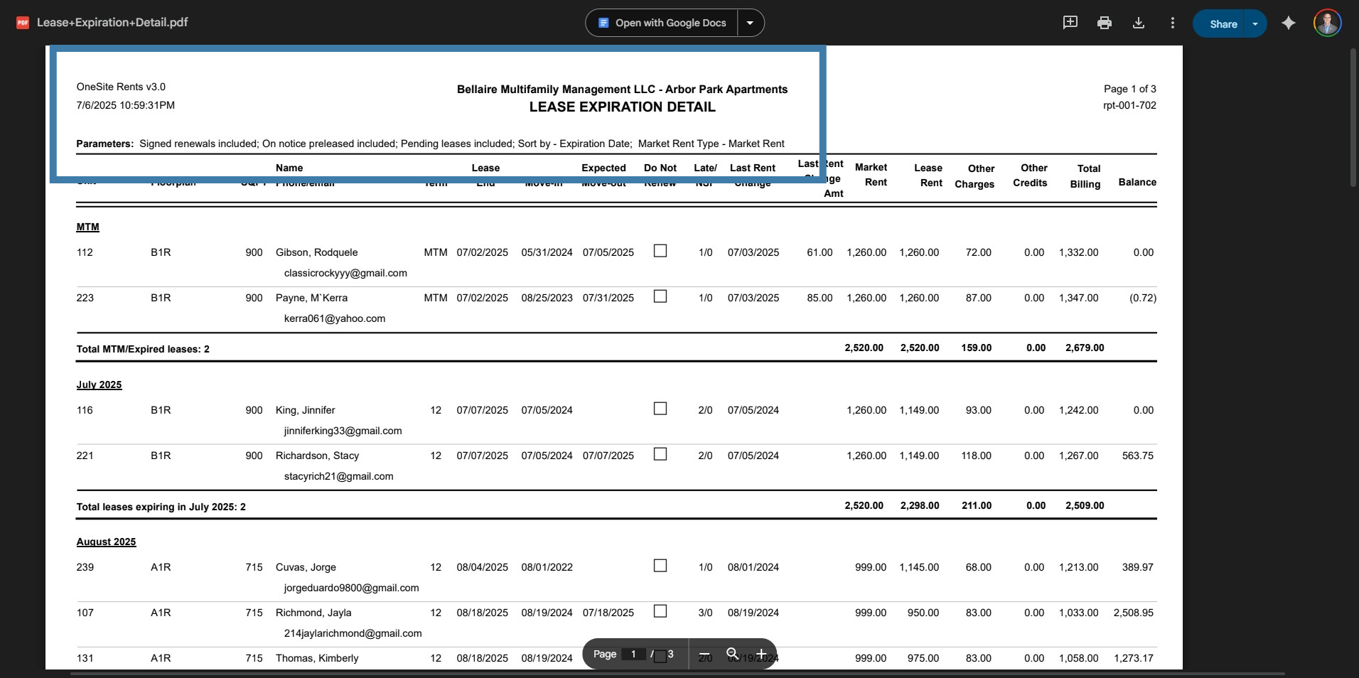Verify property & date range.