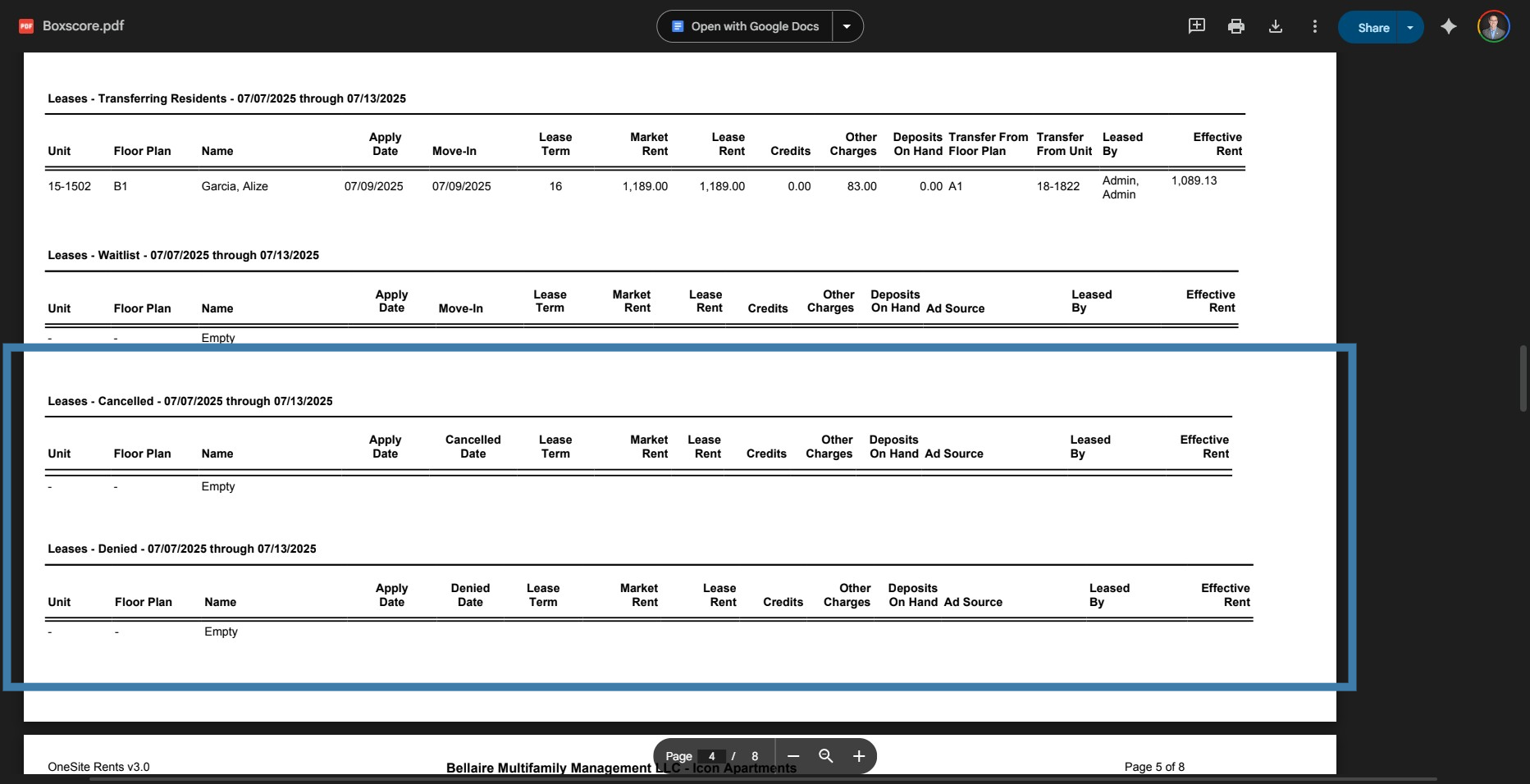 Cancelled & Denied leases